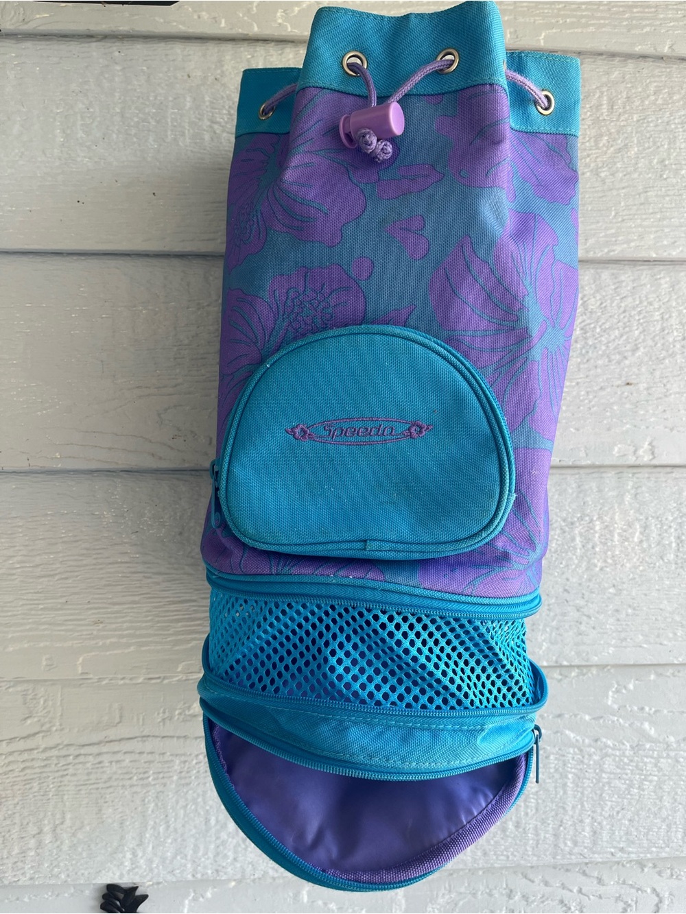 Speedo Teal & Purple Floral Drawstring Tote
